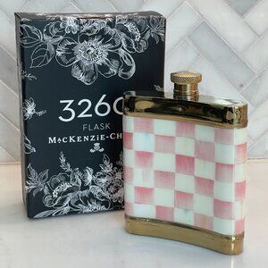 Rosy Bar Cart Muse – MacKenzie-Childs Rosy Check Flask 3260 – NIB